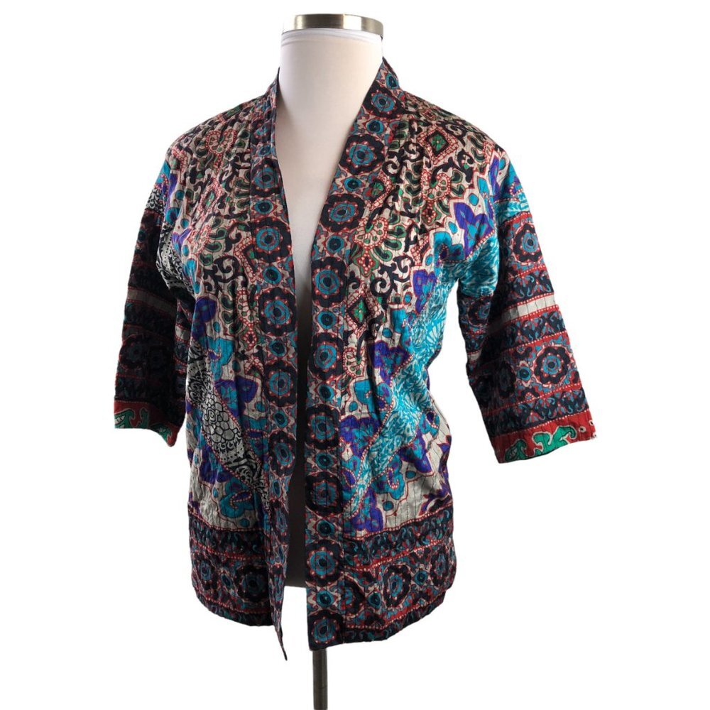 Soft Surroundings Quilted Lotus Topper Kimono Cardigan Small PS Cottagecore Boho - Picture 2 of 16